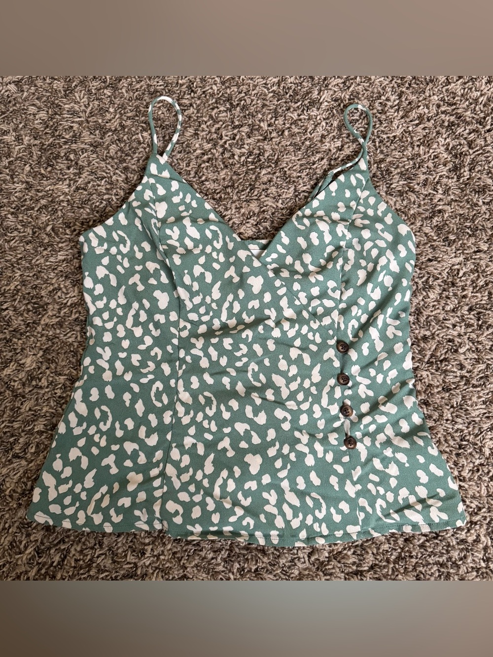 SOLD ON DEPOP - ASTR the Label Button Front Cheetah Print Wrap Cami